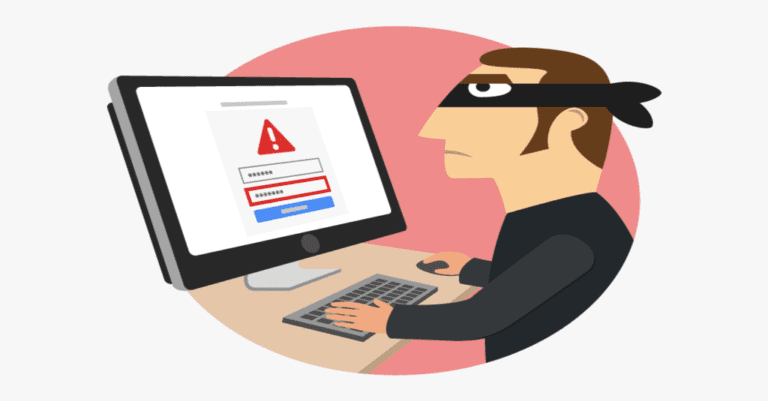 COVID-19 phishing scams AS REPRESENTED BY A BURGLAR WITH A LOGIN SCREEN