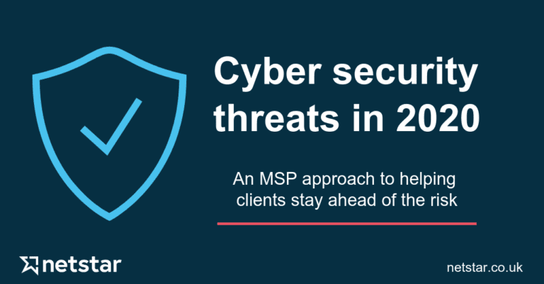 msp strategy for cybersecurity threats demonstrated through white text in a blue box