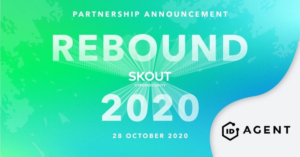 skout rebound 2020 exclusively sponsored by ID Agent in white on a lime and turquoise sunburst