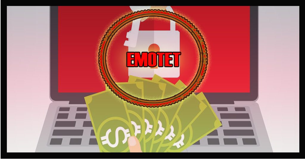 emotet ransomware illustrated by someone handoing money to someone else with a key.