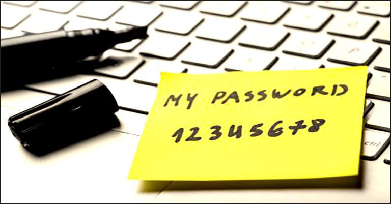 a yellow post it note with a password to show security upgrades from automated password resets